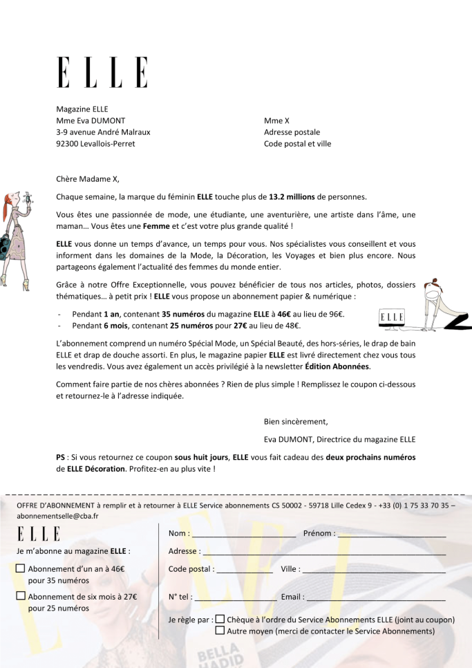 Lettre type publipostage BTS